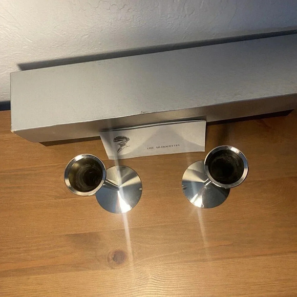 Pair of Silhoutte Candle Sticks made by German Artisans Metal and Nickel Plated - Picture 5 of 8